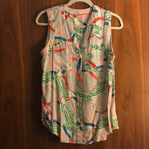 Sleeveless v-neck summer button down